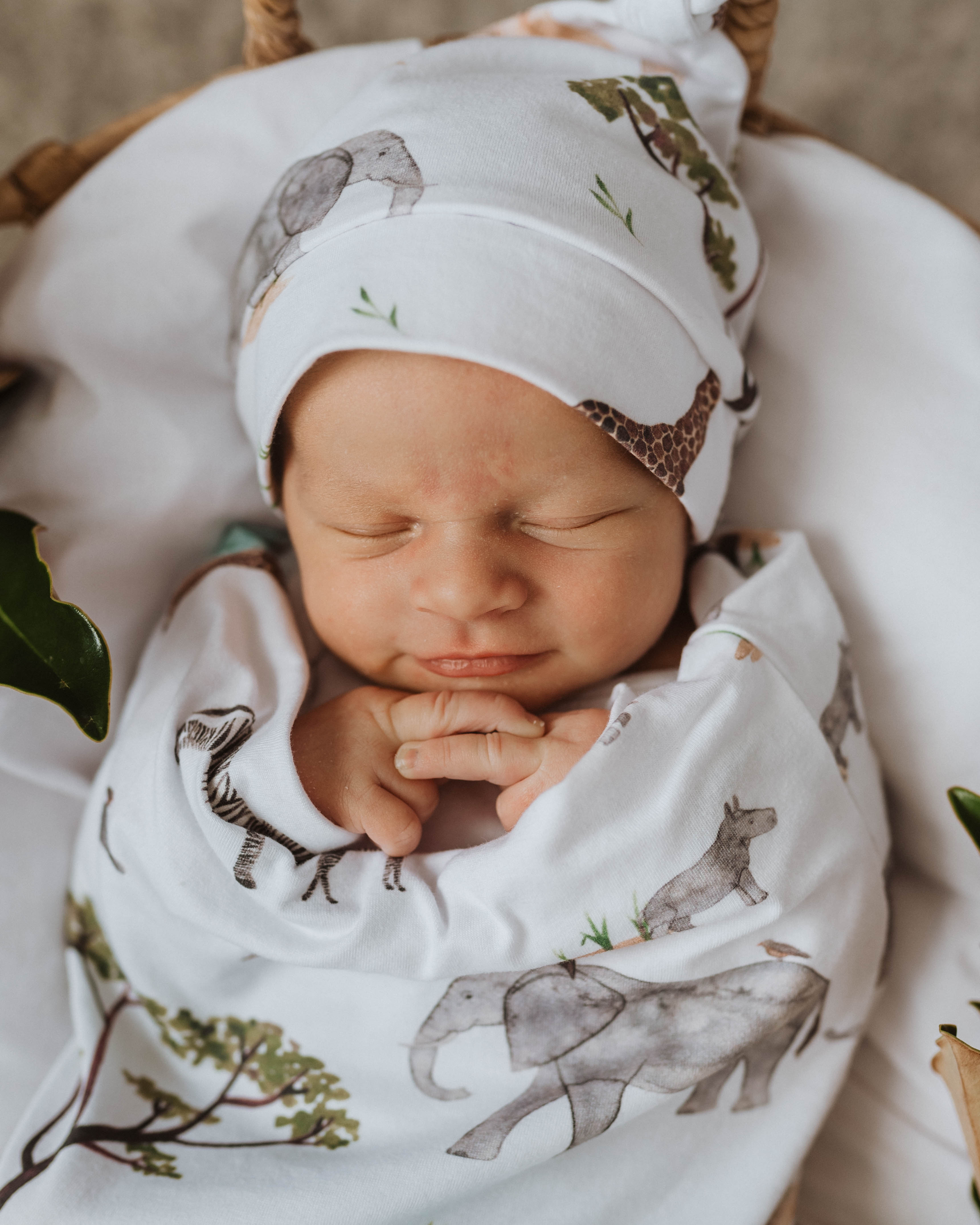 Safari Snuggle Swaddle &amp; Beanie Set