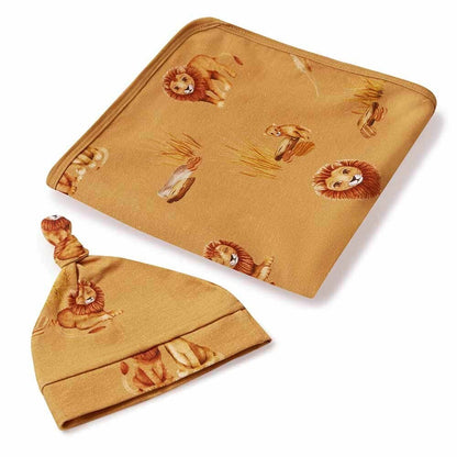Roar Baby Jersey Wrap &amp; Beanie Set