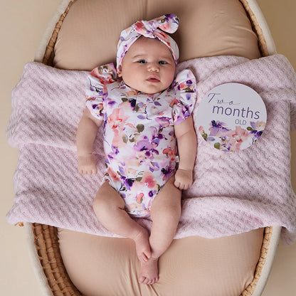 Snuggle Hunny Blushing Beauty Short Sleeve Organic Bodysuit with Frill