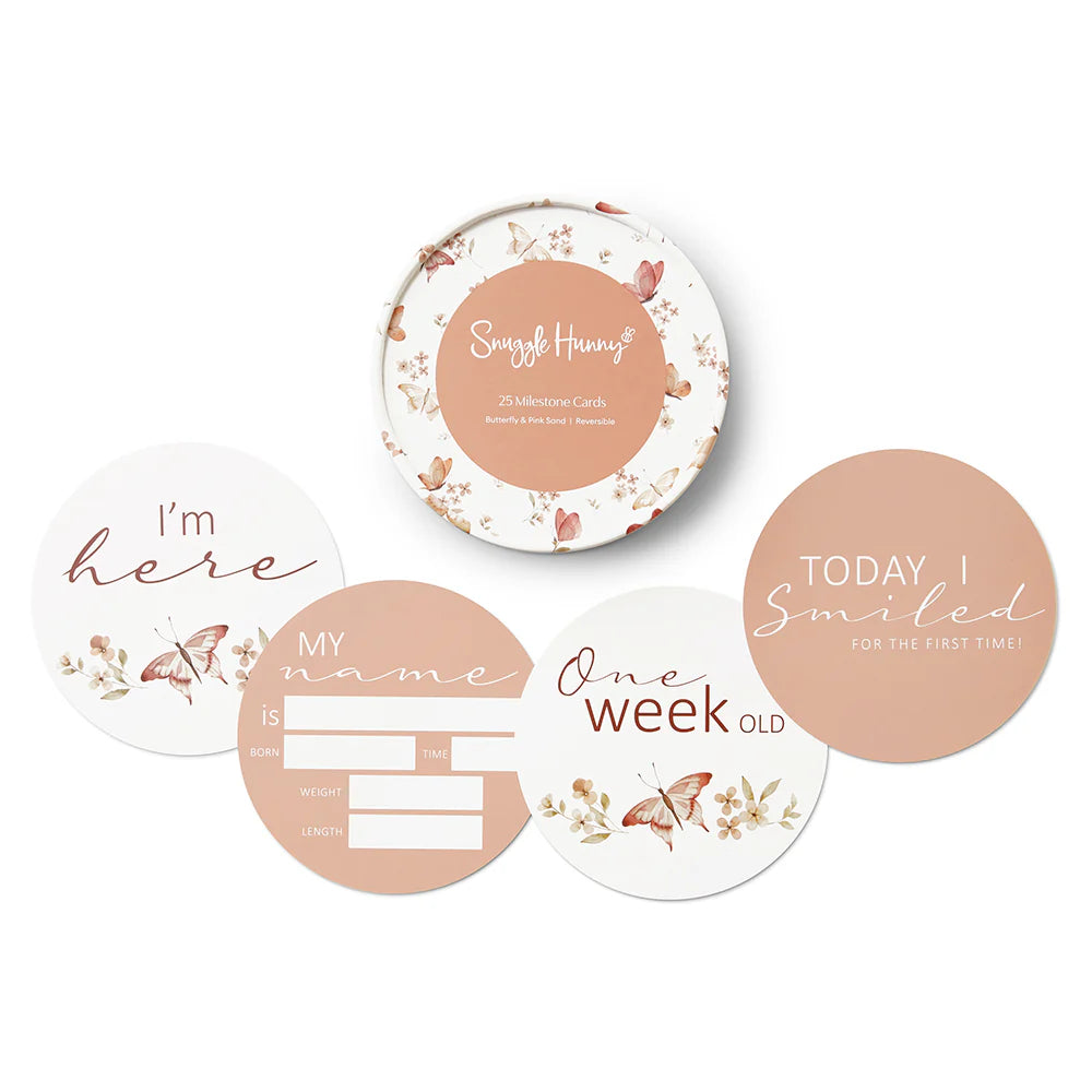 Butterfly &amp; Pink Sand  Reversible Milestone Cards
