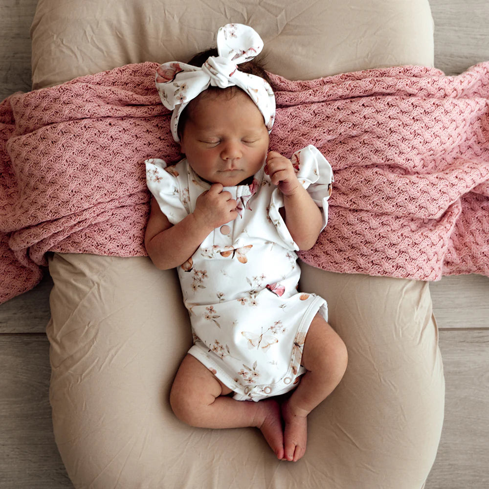 Snuggle Hunny Butterfly Short Sleeve Organic Bodysuit with Frill