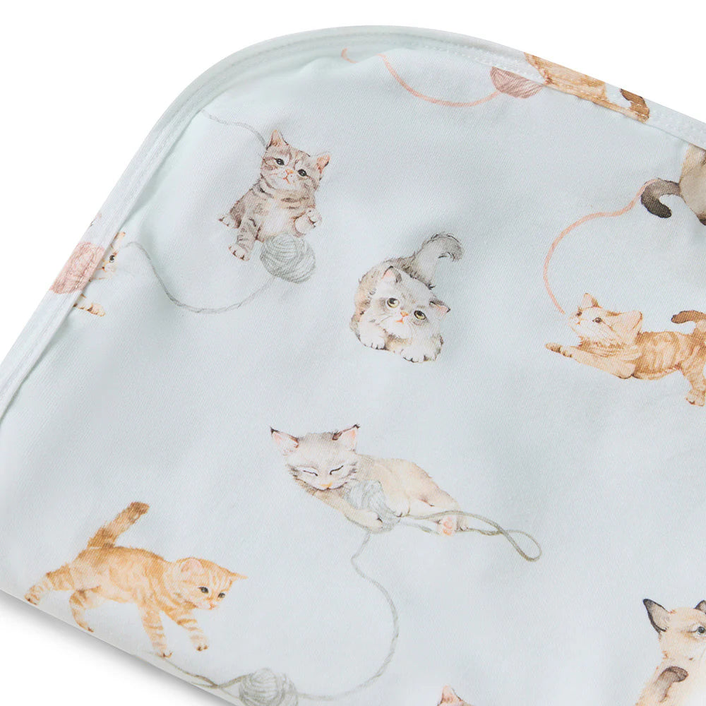 Kittens Organic Jersey Wrap &amp; Beanie Set