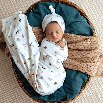 Garden Friends Organic Jersey Wrap &amp; Beanie Set