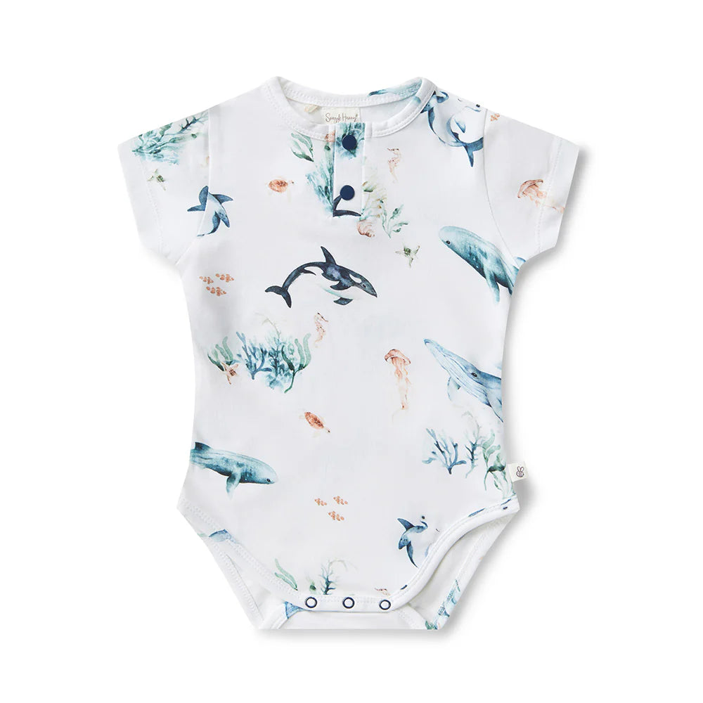 Snuggle Hunny Ocean Short Sleeve Organic Bodysuit