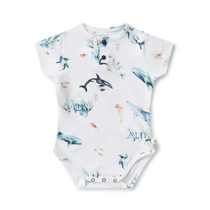 Snuggle Hunny Ocean Short Sleeve Organic Bodysuit