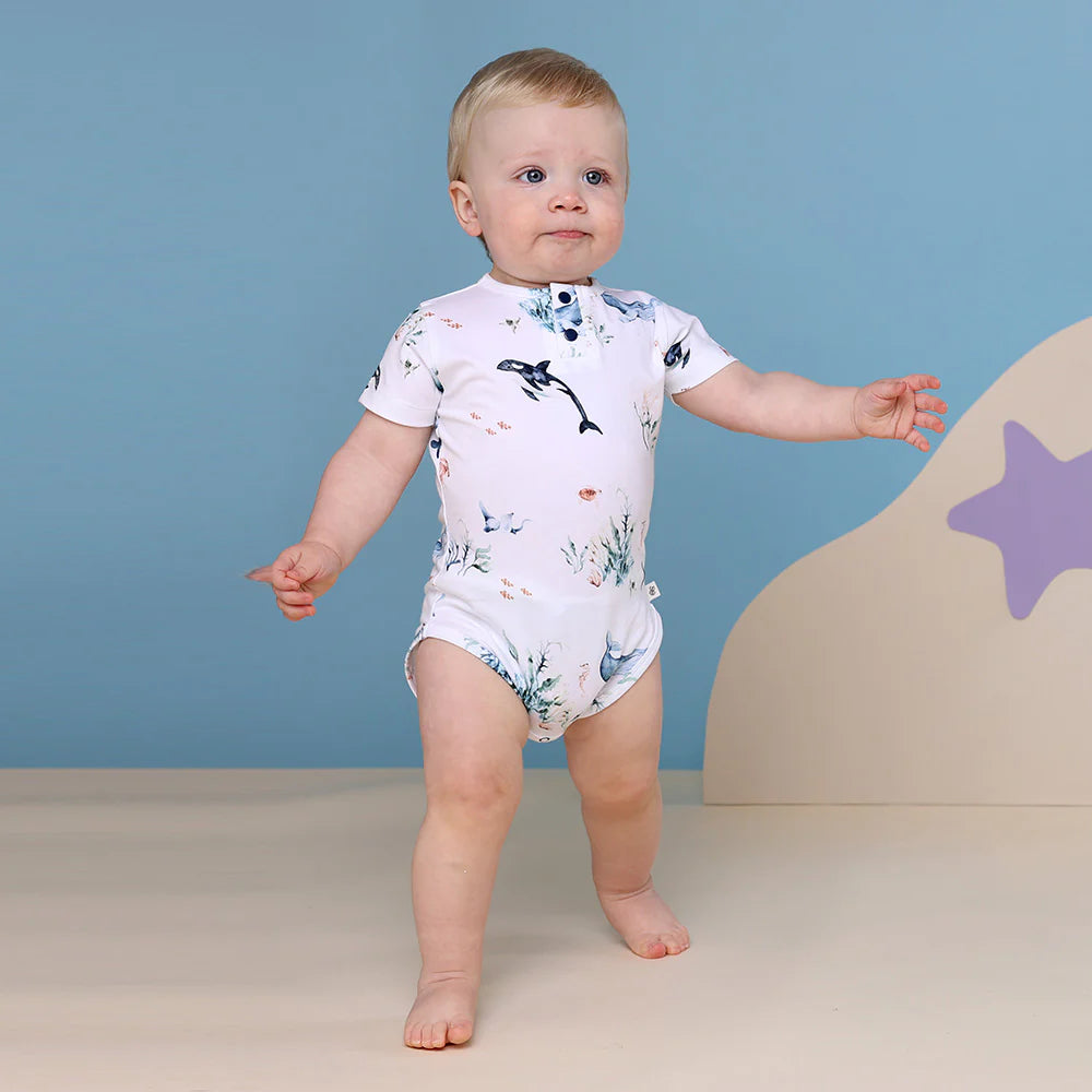 Snuggle Hunny Ocean Short Sleeve Organic Bodysuit