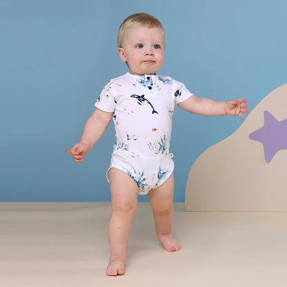 Snuggle Hunny Ocean Short Sleeve Organic Bodysuit