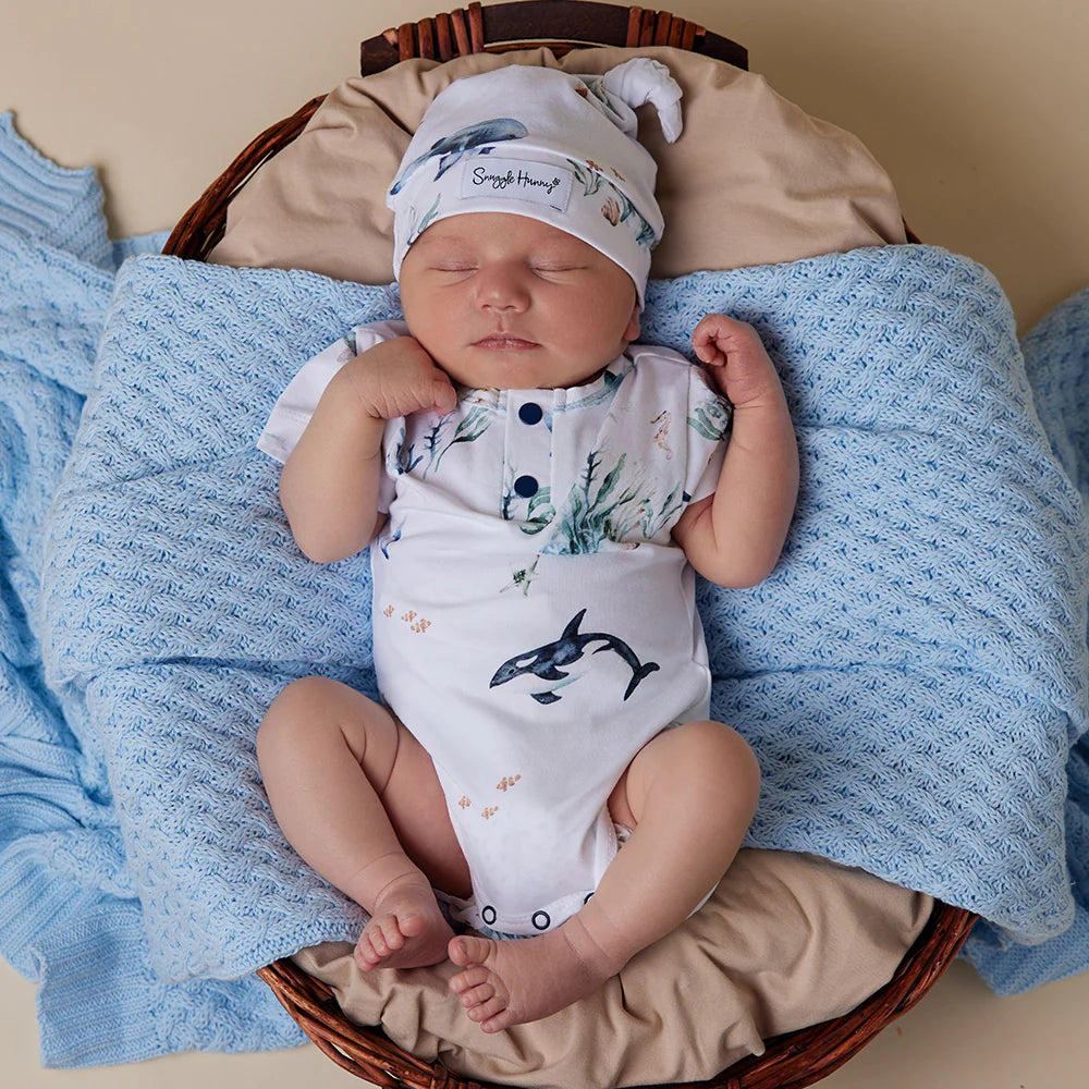 Snuggle Hunny Ocean Short Sleeve Organic Bodysuit