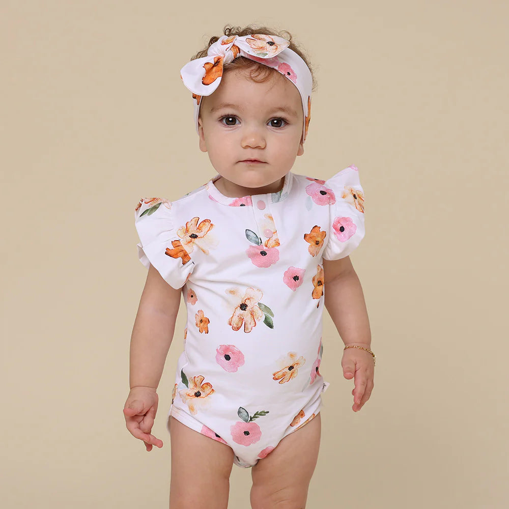 Snuggle Hunny Poppy Short Sleeve Organic Bodysuit with Frill
