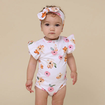 Snuggle Hunny Poppy Short Sleeve Organic Bodysuit with Frill